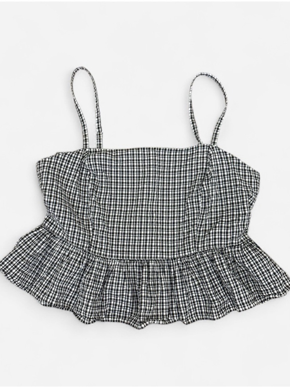 aerie Black & White Gingham Peplum Cami size Medium